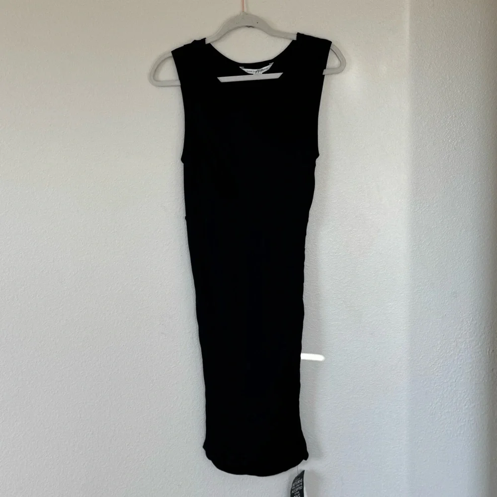 DIANE VON FURSTENBERG DVF Black Ruched Sleeveless Dress Silk Blend LBD M NEW - Picture 3 of 15